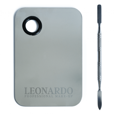 Paletă din oțel inoxidabil pentru amestecarea culorilor și spatulă dublă Leonardo