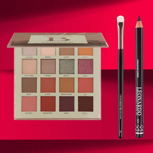 Pachet paleta farduri Leonardo B fabulous, creion 101 Leonardo, pensula Leonardo 19