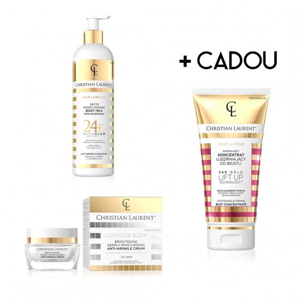 Pachet lapte hidratant de corp, crema iluminatoare + CADOU crema hidratanta pentru bust Christian Laurent
