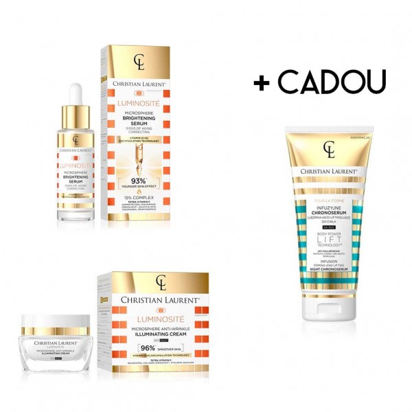Pachet ser iluminator, crema iluminatoare antirid + CADOU lotiune de corp pentru hidratare si fermitate Christian Laurent