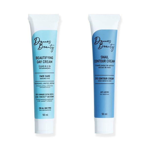 Pachet Crema de zi de infrumusetare si Crema contur de ochi cu extract de melc Dannes Beauty Pachet Crema de zi de infrumusetare si Crema contur de ochi cu extract de melc Dannes Beauty