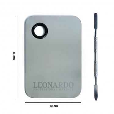 Paletă din oțel inoxidabil pentru amestecarea culorilor și spatulă dublă Leonardo