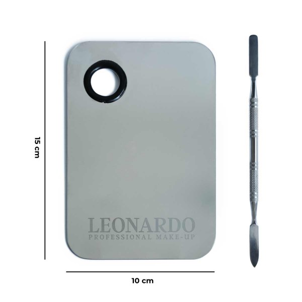 Paletă din oțel inoxidabil pentru amestecarea culorilor și spatulă dublă Leonardo