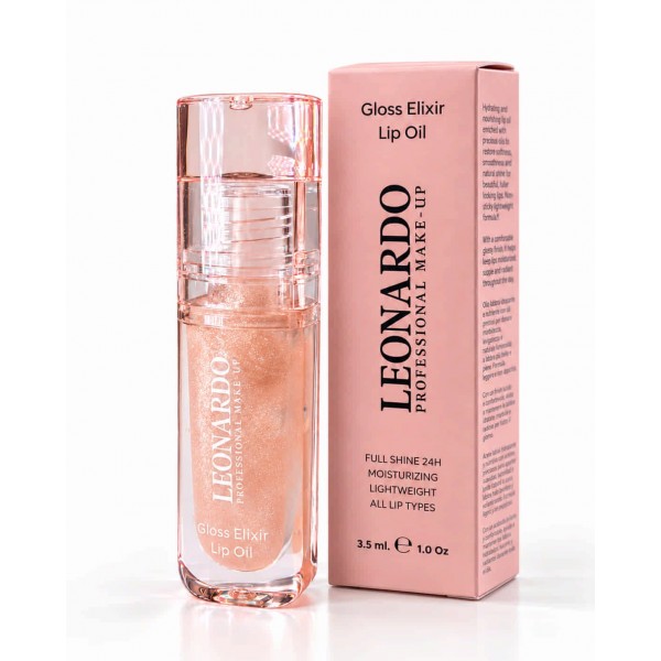 Gloss Elixir Lip Oil Peach Fizz, 3.5 ml, Leonardo Gloss Elixir Lip Oil Peach Fizz, 3.5 ml, Leonardo