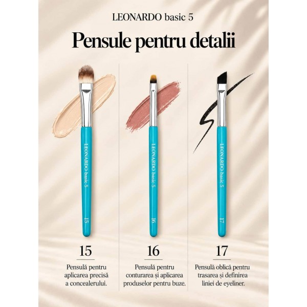 Set 19 pensule machiaj Leonardo Basic 5 Set 19 pensule machiaj Leonardo Basic 5