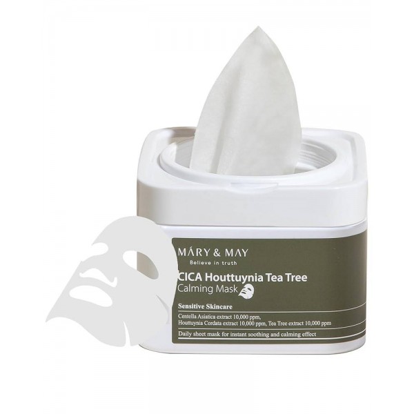 Cica Houttuynia Tea Tree Calming Mask, 30 bucati, Mary & May Cica Houttuynia Tea Tree Calming Mask, 30 bucati, Mary & May
