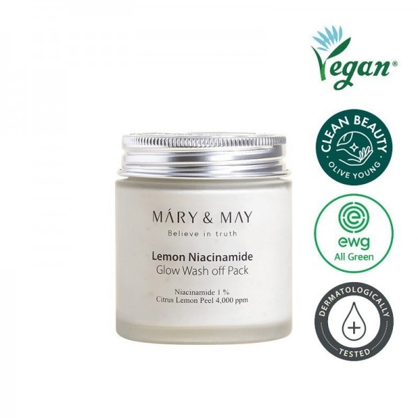Vegan Lemon Niacinamide Glow Wash off Pack, 125 g, Mary & May